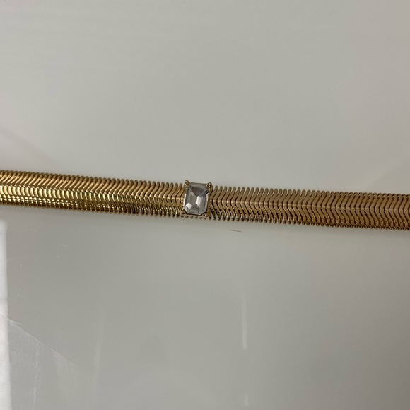 Stone Inset Herringbone Choker Necklace - Picture 7 of 8